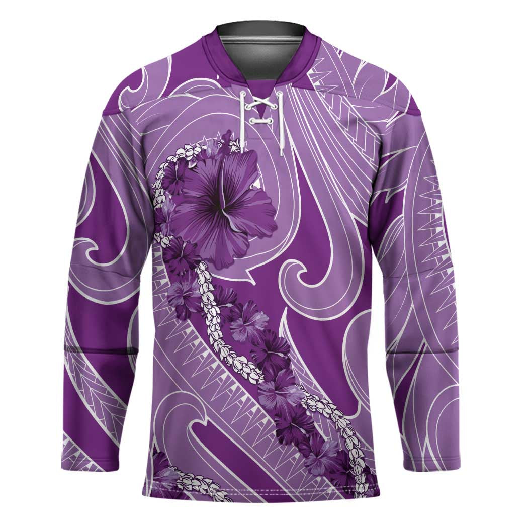 Hawaii Violet Hibiscus Pikake Lei Hockey Jersey - Polynesian Pride