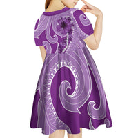 Hawaii Violet Hibiscus Pikake Lei Kid Short Sleeve Dress - Polynesian Pride