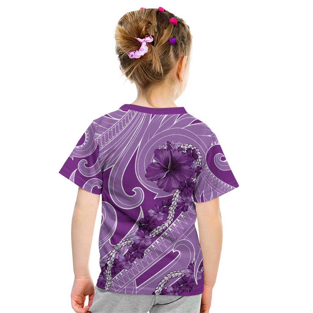 Hawaii Violet Hibiscus Pikake Lei Kid T Shirt - Polynesian Pride