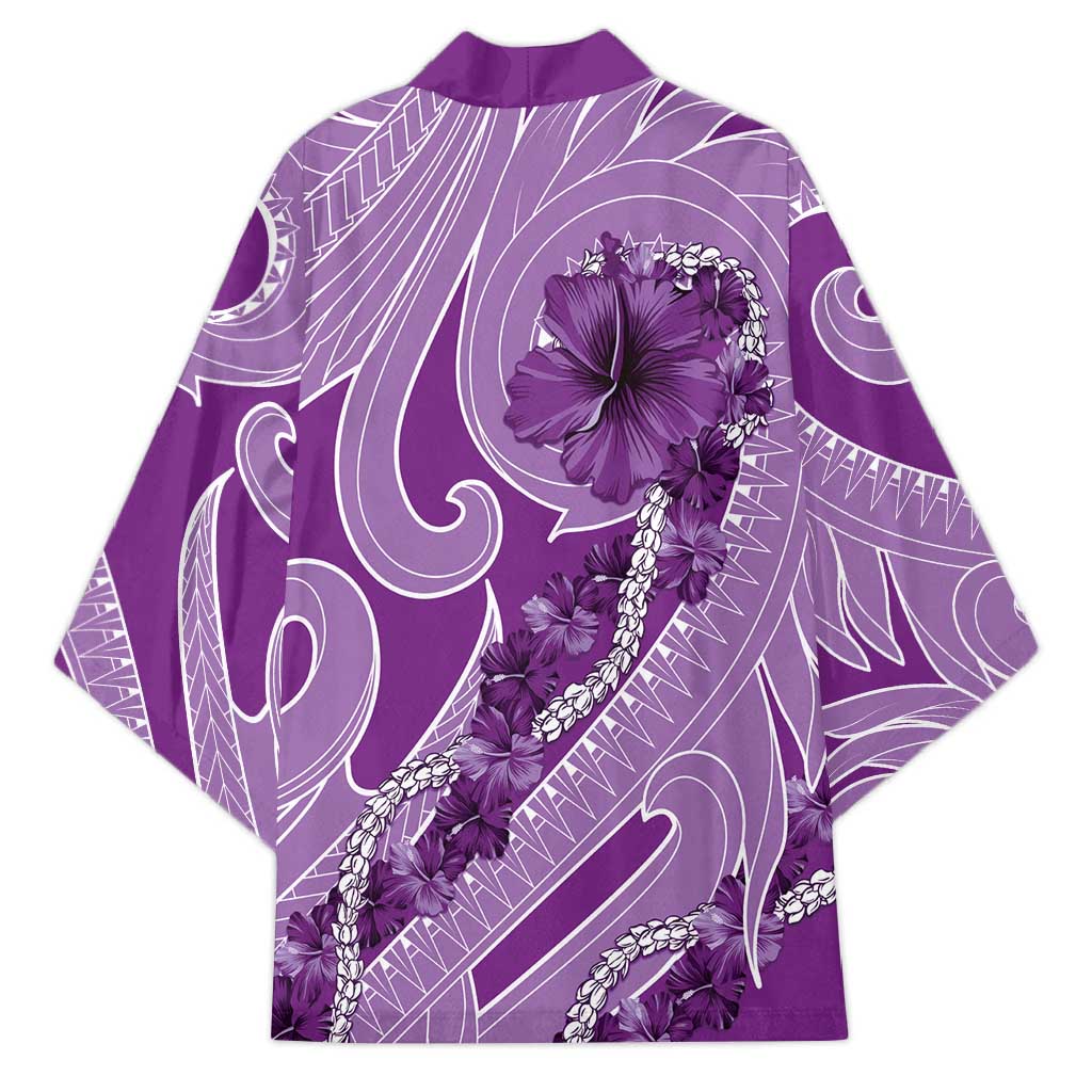Hawaii Violet Hibiscus Pikake Lei Kimono LT05 - Polynesian Pride