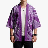 Hawaii Violet Hibiscus Pikake Lei Kimono LT05 - Polynesian Pride