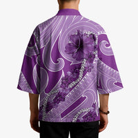 Hawaii Violet Hibiscus Pikake Lei Kimono LT05 - Polynesian Pride