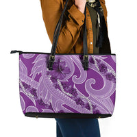 Hawaii Violet Hibiscus Pikake Lei Leather Tote Bag - Polynesian Pride