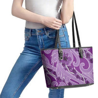 Hawaii Violet Hibiscus Pikake Lei Leather Tote Bag - Polynesian Pride