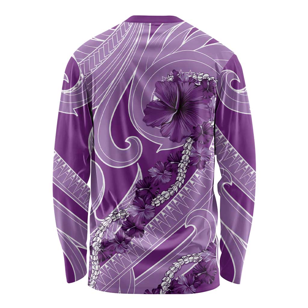 Hawaii Violet Hibiscus Pikake Lei Long Sleeve Shirt - Polynesian Pride