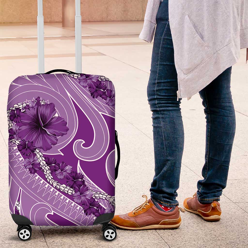 Hawaii Violet Hibiscus Pikake Lei Luggage Cover - Polynesian Pride