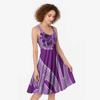 Hawaii Violet Hibiscus Pikake Lei Midi Dress - Polynesian Pride