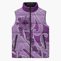 Hawaii Violet Hibiscus Pikake Lei Sleeveless Puffer Jacket - Polynesian Pride