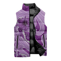 Hawaii Violet Hibiscus Pikake Lei Sleeveless Puffer Jacket - Polynesian Pride