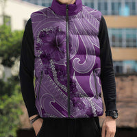 Hawaii Violet Hibiscus Pikake Lei Sleeveless Puffer Jacket - Polynesian Pride