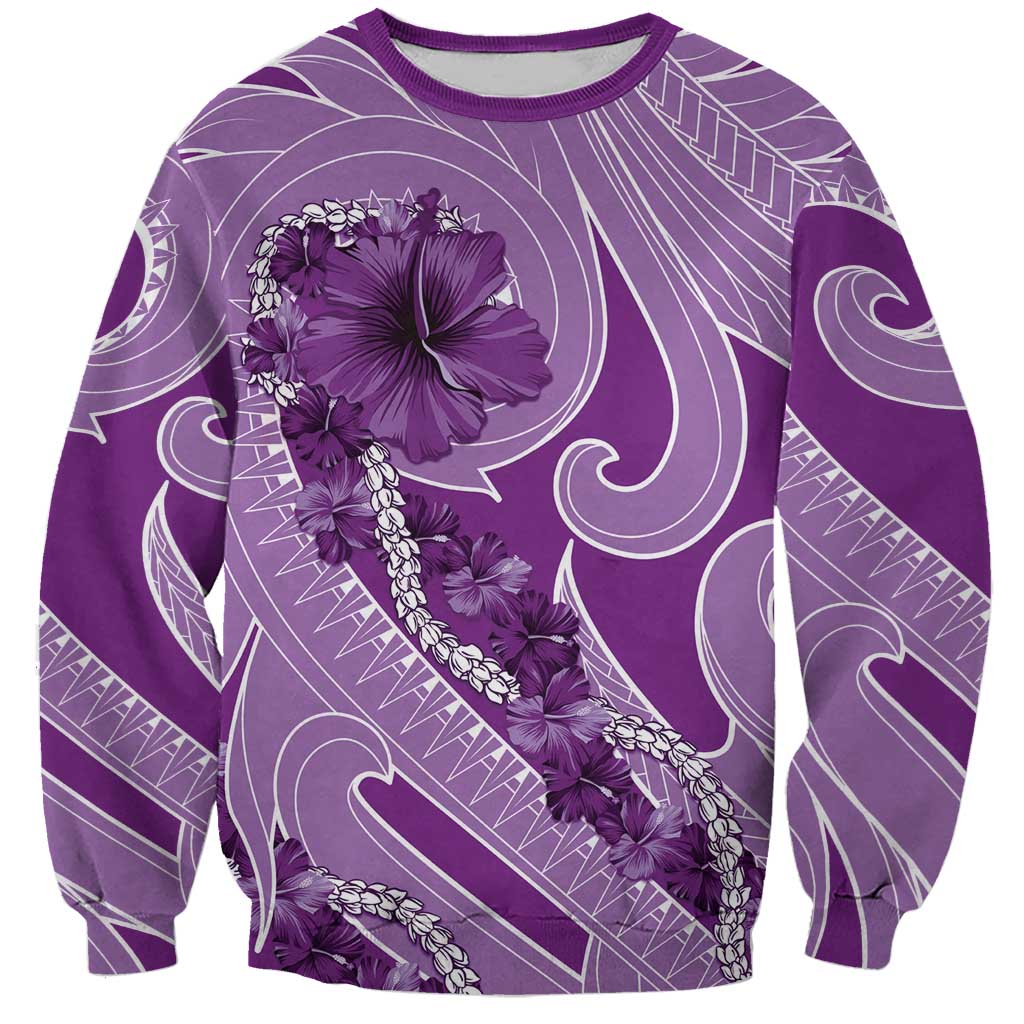 Hawaii Violet Hibiscus Pikake Lei Sweatshirt - Polynesian Pride