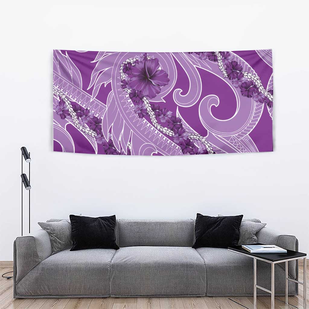 Hawaii Violet Hibiscus Pikake Lei Tapestry - Polynesian Pride