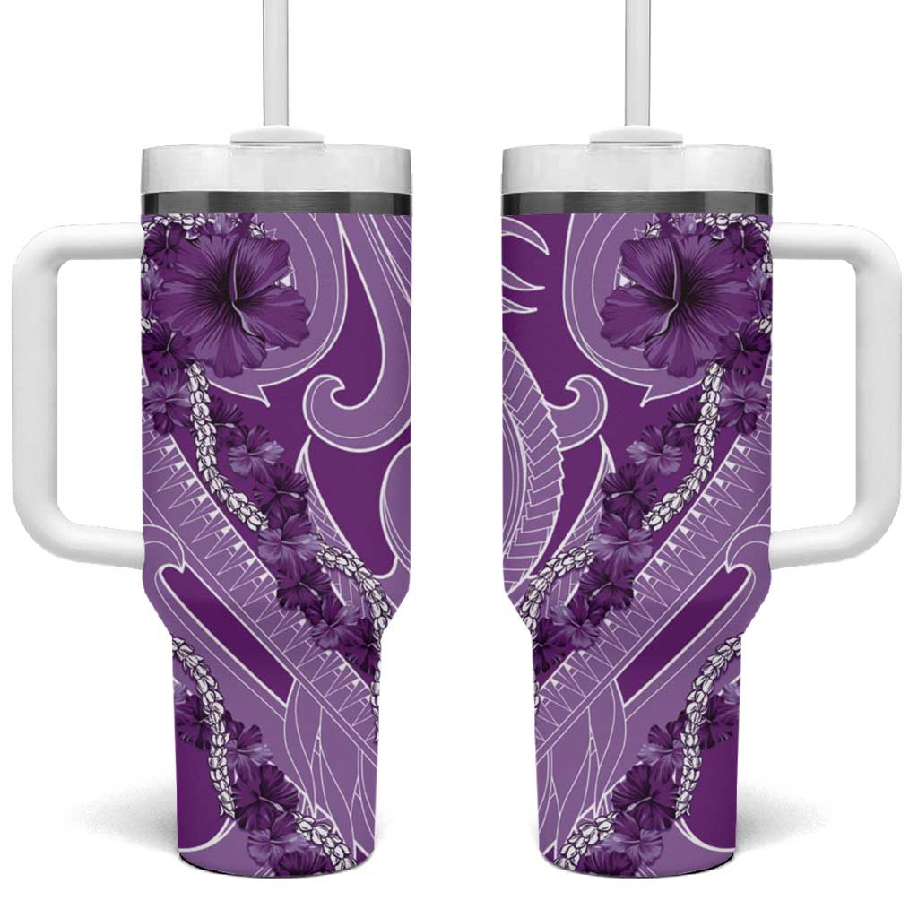 Hawaii Violet Hibiscus Pikake Lei Tumbler With Handle - Polynesian Pride