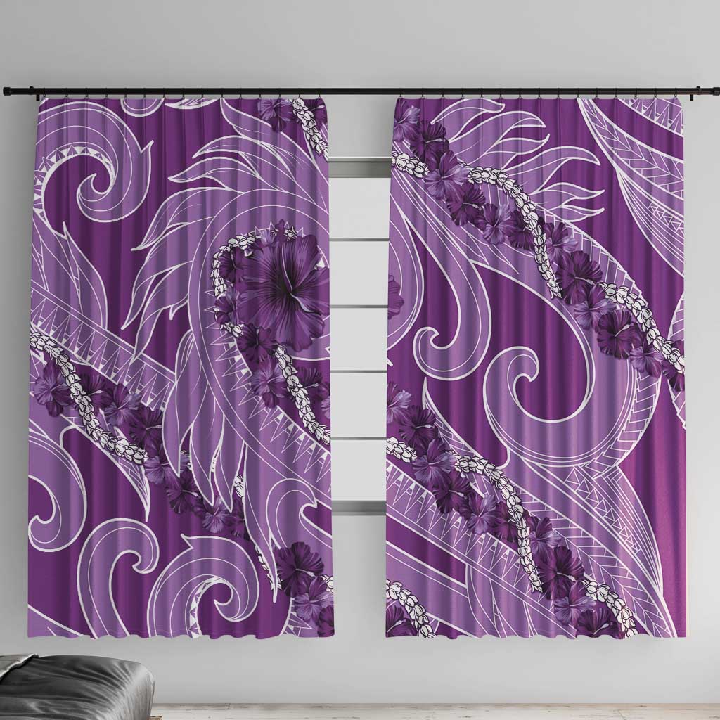 Hawaii Violet Hibiscus Pikake Lei Window Curtain - Polynesian Pride