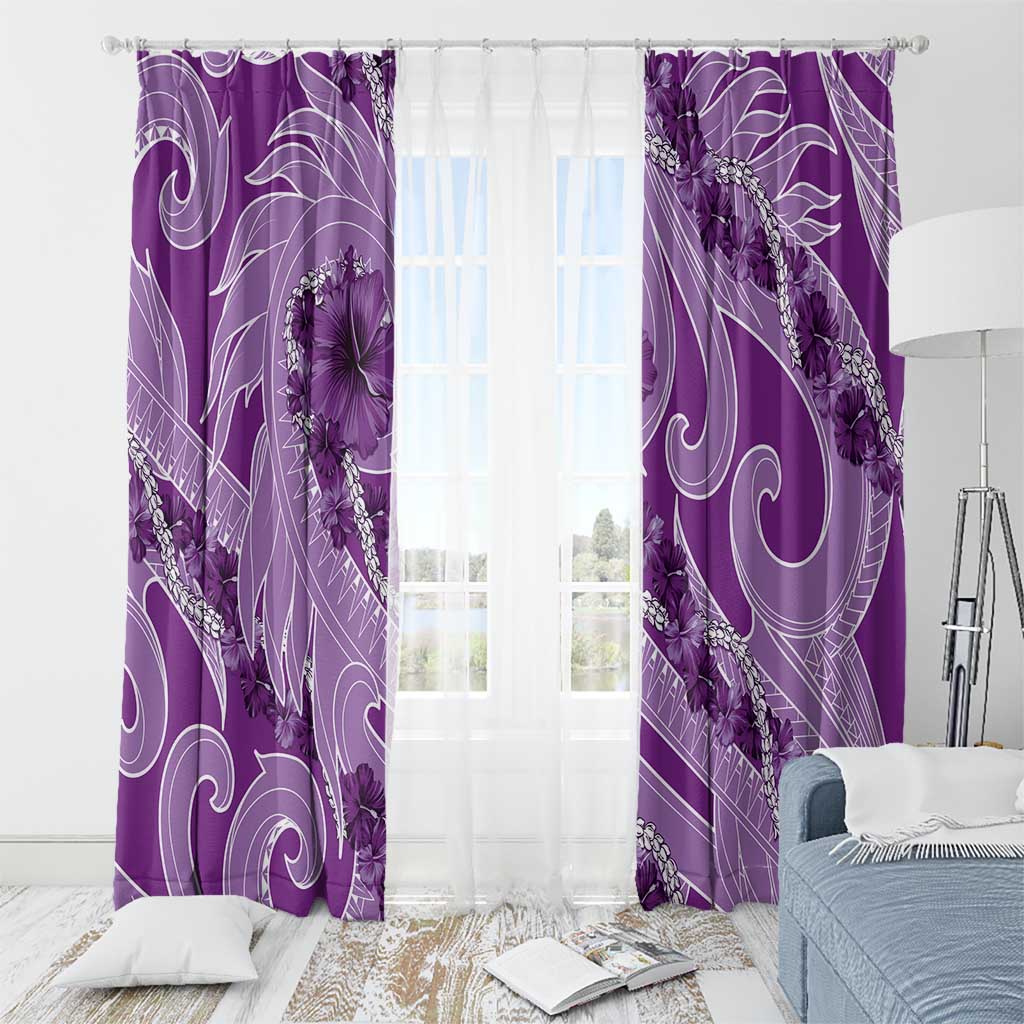 Hawaii Violet Hibiscus Pikake Lei Window Curtain - Polynesian Pride