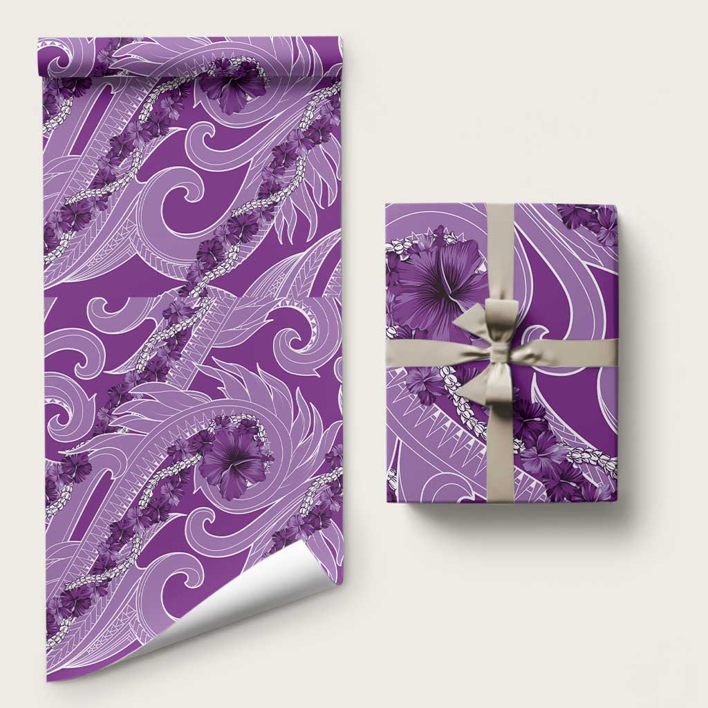 Hawaii Violet Hibiscus Pikake Lei Wrapping Paper - Polynesian Pride