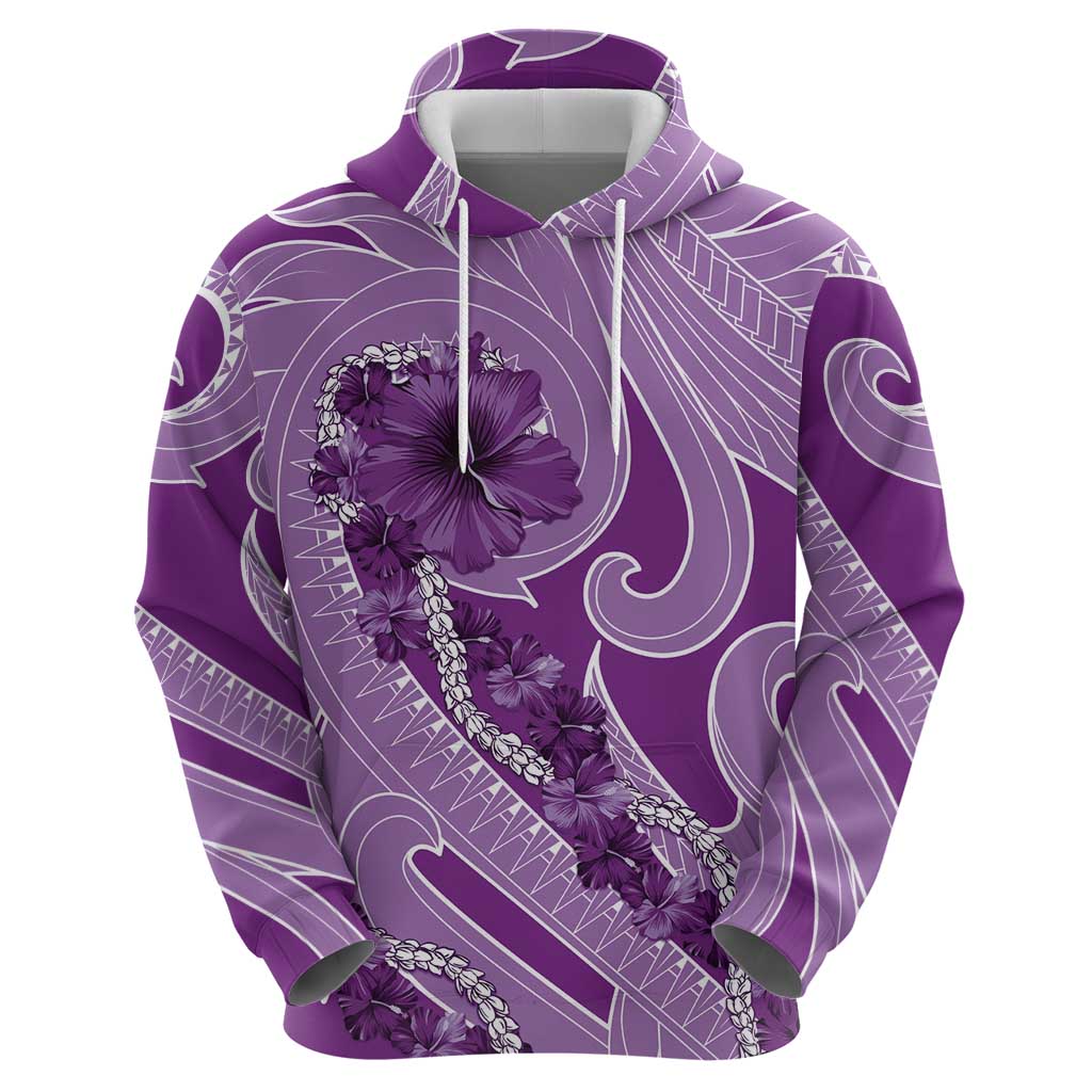 Hawaii Violet Hibiscus Pikake Lei Zip Hoodie - Polynesian Pride