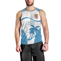 Fiji Rugby Men Tank Top World Cup 2023 Fijian Tapa Pattern Blue Version LT05 - Polynesian Pride