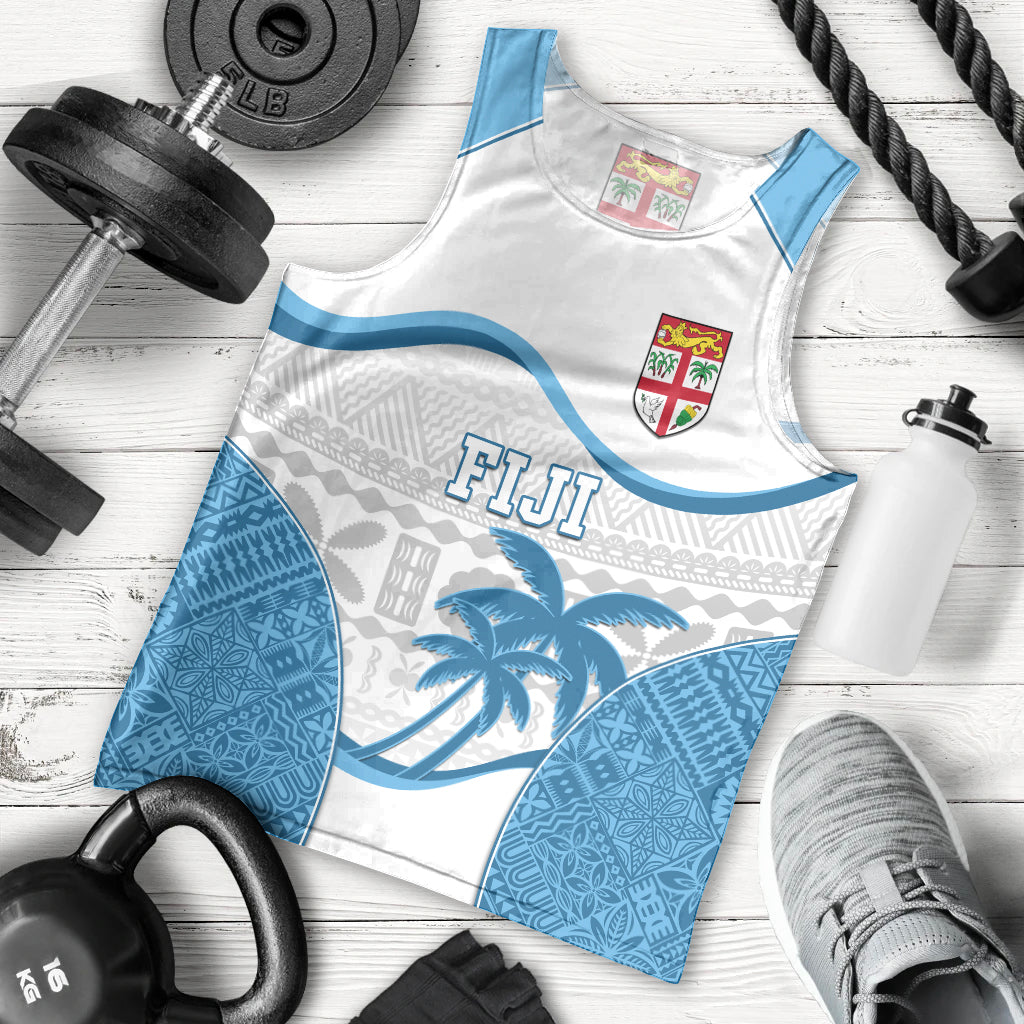 Fiji Rugby Men Tank Top World Cup 2023 Fijian Tapa Pattern Blue Version LT05 - Polynesian Pride