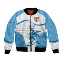 Custom Fiji Rugby Bomber Jacket World Cup 2023 Fijian Tapa Pattern Blue Version LT05 Unisex Blue - Polynesian Pride
