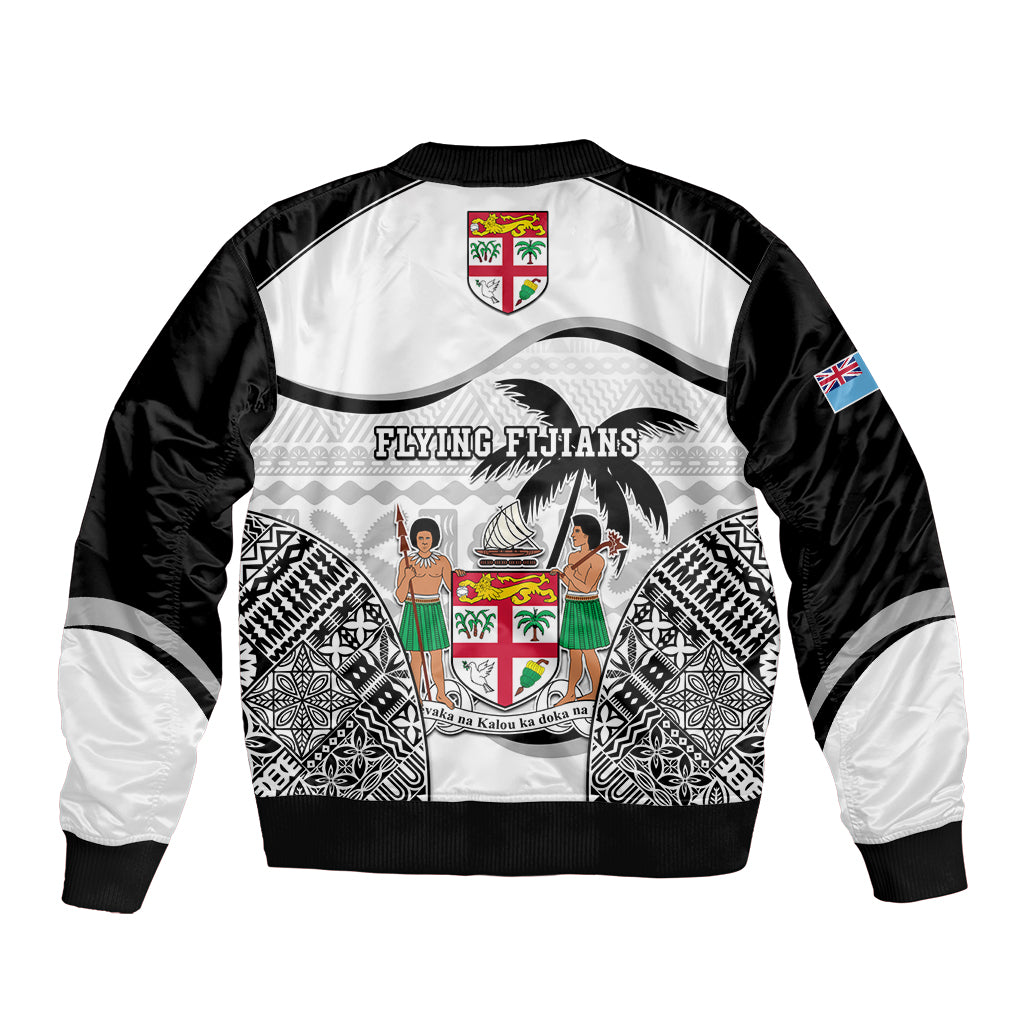 Fiji Rugby Sleeve Zip Bomber Jacket World Cup 2023 Fijian Tapa Pattern Black Version LT05 - Polynesian Pride