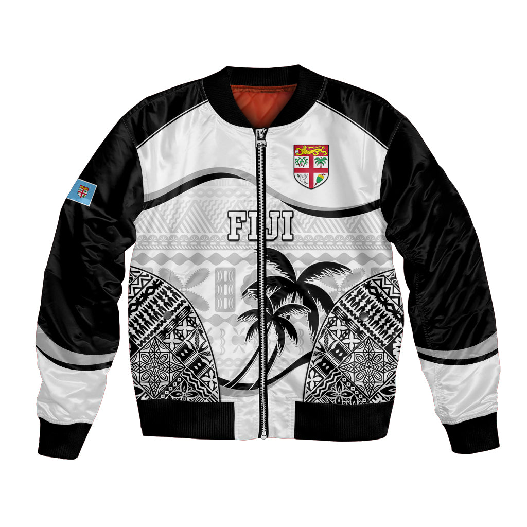 Custom Fiji Rugby Bomber Jacket World Cup 2023 Fijian Tapa Pattern Black Version LT05 Unisex Black - Polynesian Pride