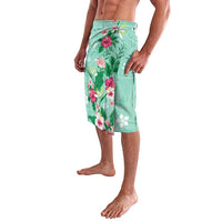 Hawaii Tropical Flowers Lavalava Polynesian Tattoo Mint Green