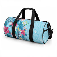 Hawaii Tropical Flowers Duffle Bag Polynesian Tattoo Sky Blue LT05 - Polynesian Pride
