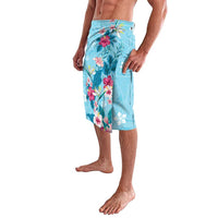Hawaii Tropical Flowers Lavalava Polynesian Tattoo Sky Blue