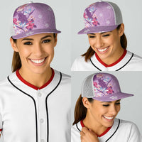 Hawaii Tropical Flowers Baseball Net Cap Polynesian Tattoo Lavender