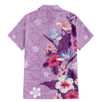 Hawaii Tropical Flowers Family Matching Mermaid Dress and Hawaiian Shirt Polynesian Tattoo Lavender