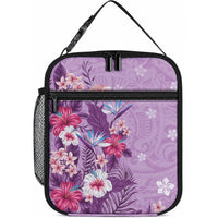 Hawaii Tropical Flowers Lunch Bag Polynesian Tattoo Lavender LT05 10.2 × 8.3 × 4.3 inch Lavender - Polynesian Pride