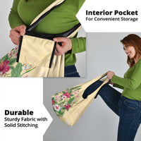 Hawaii Tropical Flowers Grocery Bag Polynesian Tattoo Buttermilk