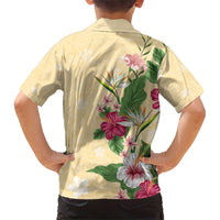 Hawaii Tropical Flowers Kid Hawaiian Shirt Polynesian Tattoo Buttermilk LT05 - Polynesian Pride