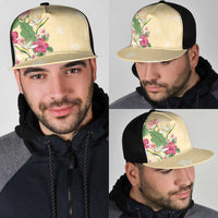 Hawaii Tropical Flowers Mesh Trucker Cap Polynesian Tattoo Buttermilk