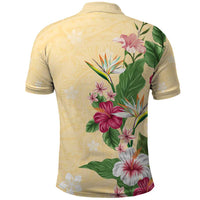 Hawaii Tropical Flowers Polo Shirt Polynesian Tattoo Buttermilk LT05 - Polynesian Pride