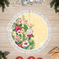 Hawaii Tropical Flowers Tree Skirt Polynesian Tattoo Buttermilk