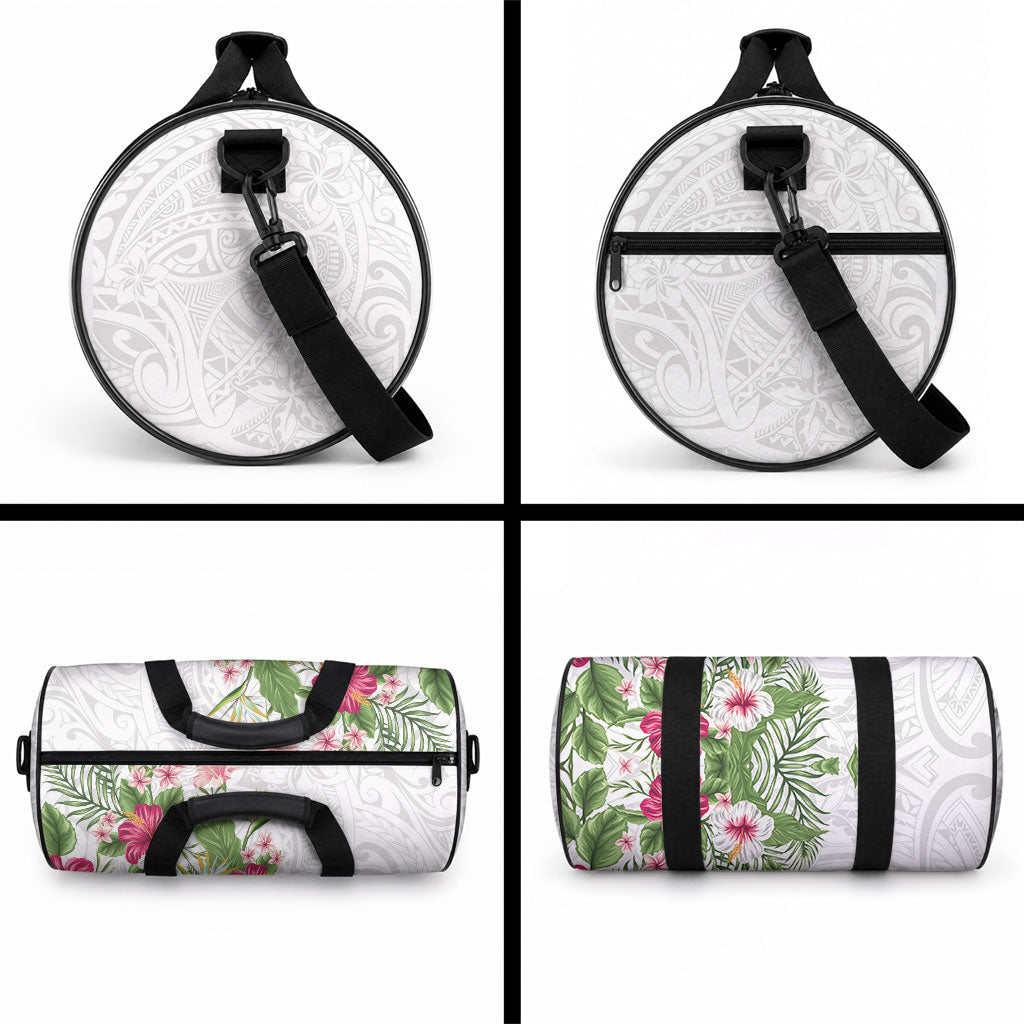 Hawaii Tropical Flowers Duffle Bag Polynesian Tattoo White LT05 - Polynesian Pride