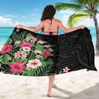 Hawaii Tropical Flowers Sarong Polynesian Tattoo Black