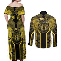 Niue The Rock Couples Matching Off Shoulder Maxi Dress and Long Sleeve Button Shirt The Island Of The Uga - Polynesian Pride
