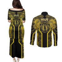 Niue The Rock Couples Matching Puletasi and Long Sleeve Button Shirt The Island Of The Uga LT05 - Polynesian Pride