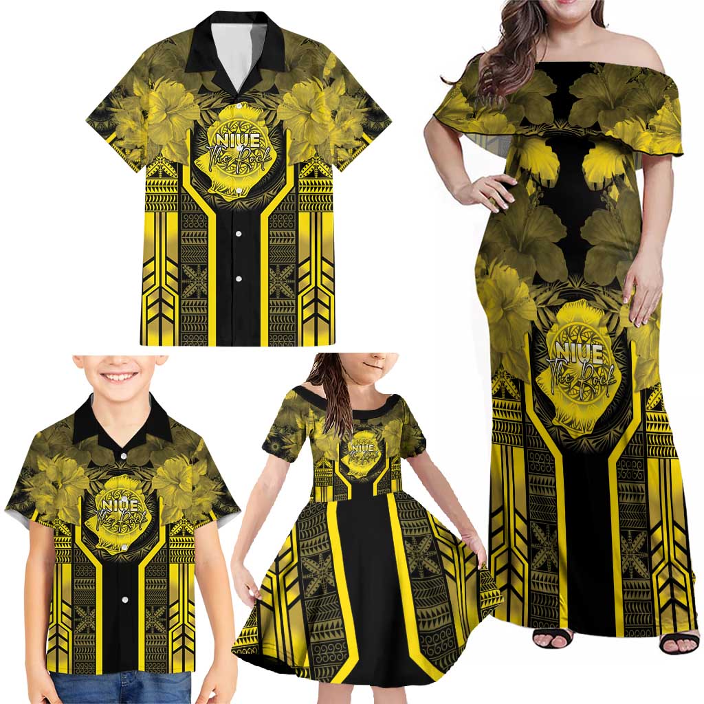 Niue The Rock Family Matching Off Shoulder Maxi Dress and Hawaiian Shirt The Island Of The Uga - Polynesian Pride
