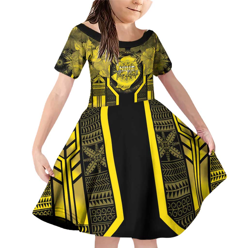 Niue The Rock Family Matching Off Shoulder Short Dress and Hawaiian Shirt The Island Of The Uga - Polynesian Pride