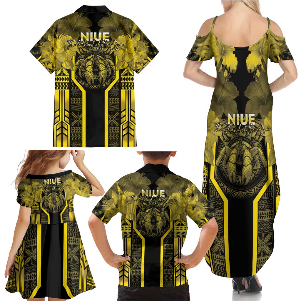 Niue The Rock Family Matching Summer Maxi Dress and Hawaiian Shirt The Island Of The Uga - Polynesian Pride