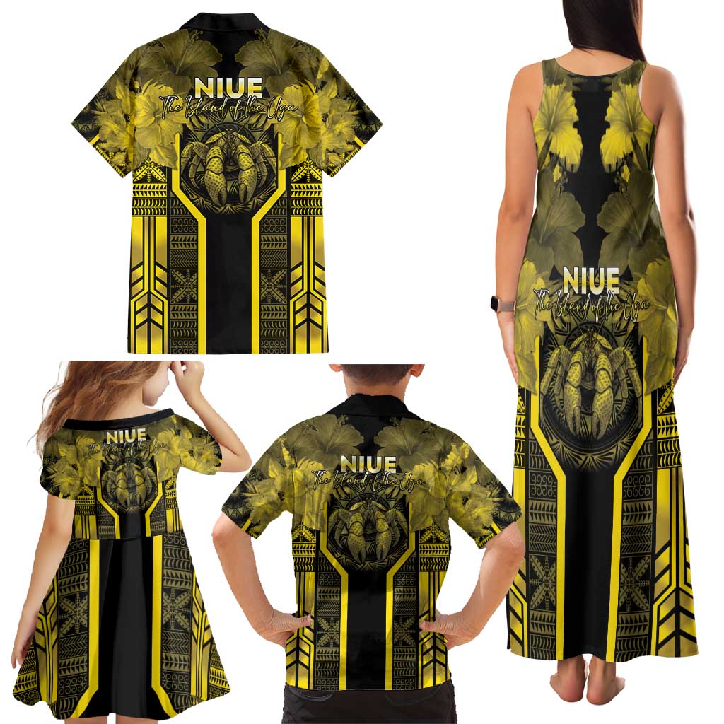 Niue The Rock Family Matching Tank Maxi Dress and Hawaiian Shirt The Island Of The Uga - Polynesian Pride