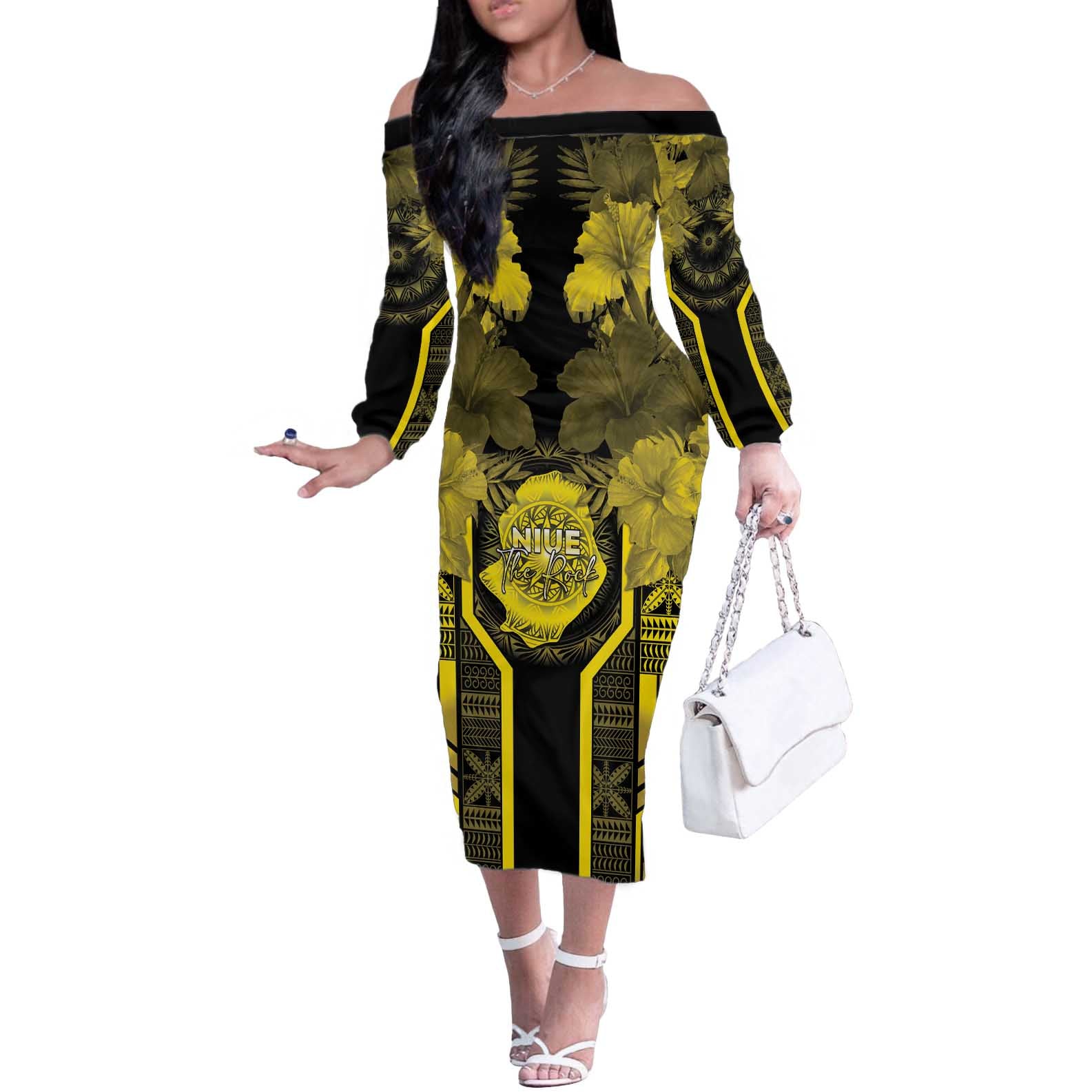 Niue The Rock Off The Shoulder Long Sleeve Dress The Island Of The Uga - Polynesian Pride
