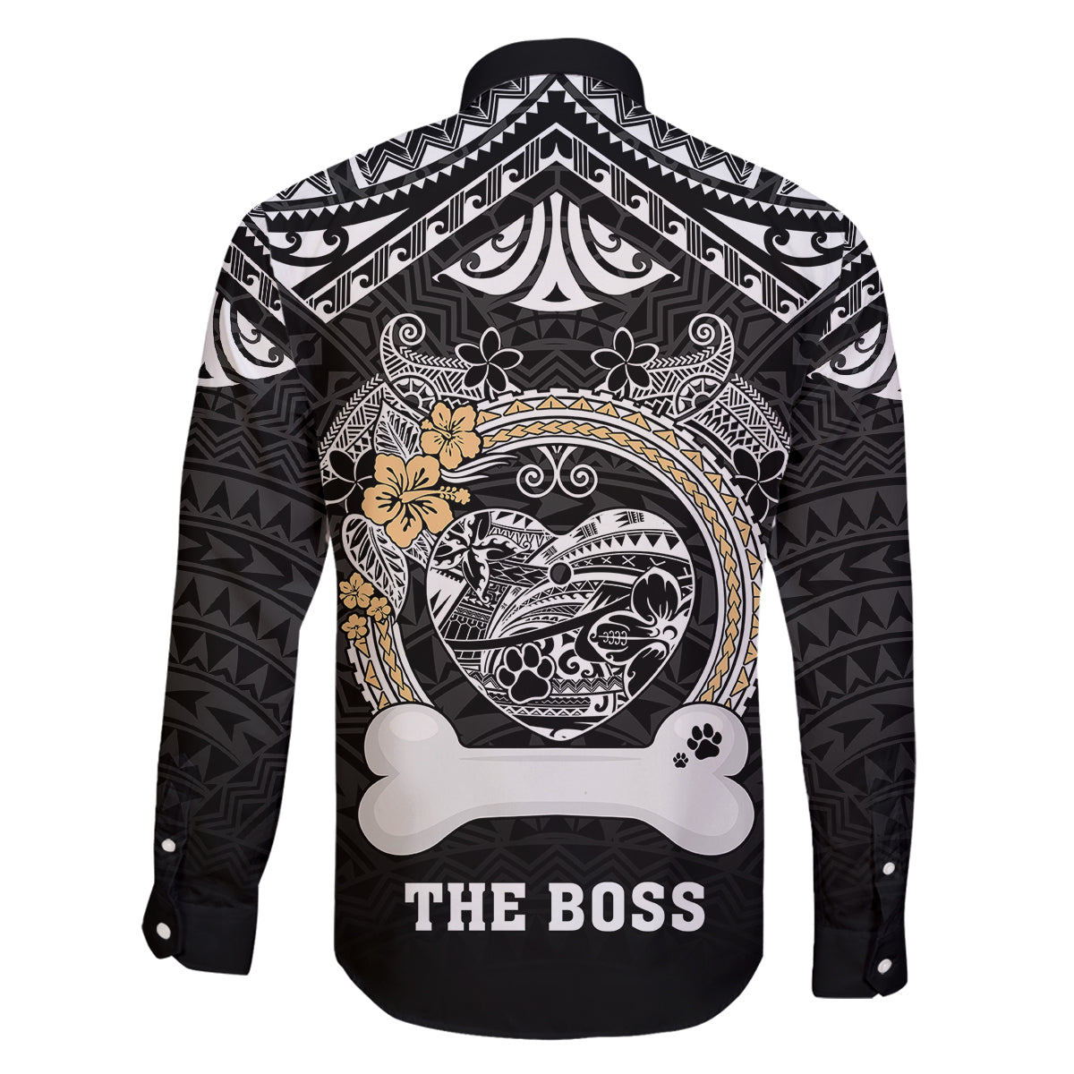 Personalized Shiba Inu Dog Family Matching Off Shoulder Maxi Dress and Hawaiian Shirt With Polynesian Heart Name Tags LT05 - Polynesian Pride