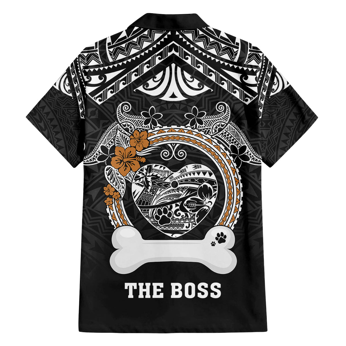 Personalized Pitbull Dog Family Matching Puletasi Dress and Hawaiian Shirt With Polynesian Heart Name Tags LT05 - Polynesian Pride