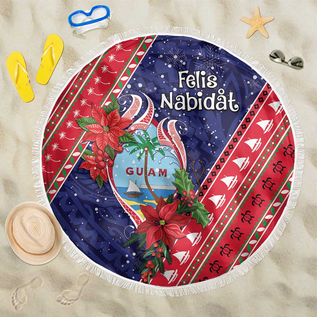 Guam Christmas Beach Blanket Felis Nabidat Guaman Seal With Poinsettia