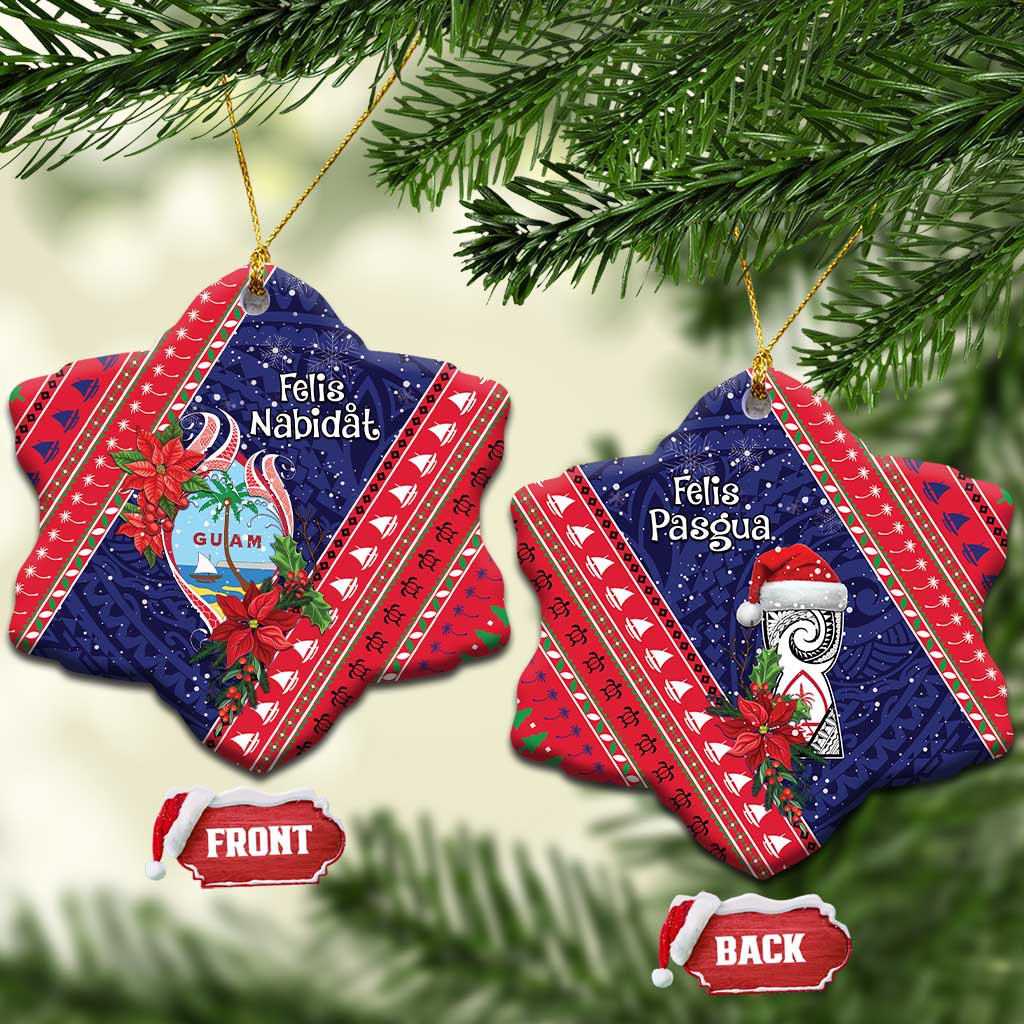 Guam Christmas Ceramic Ornament Felis Nabidat Guaman Seal With Poinsettia